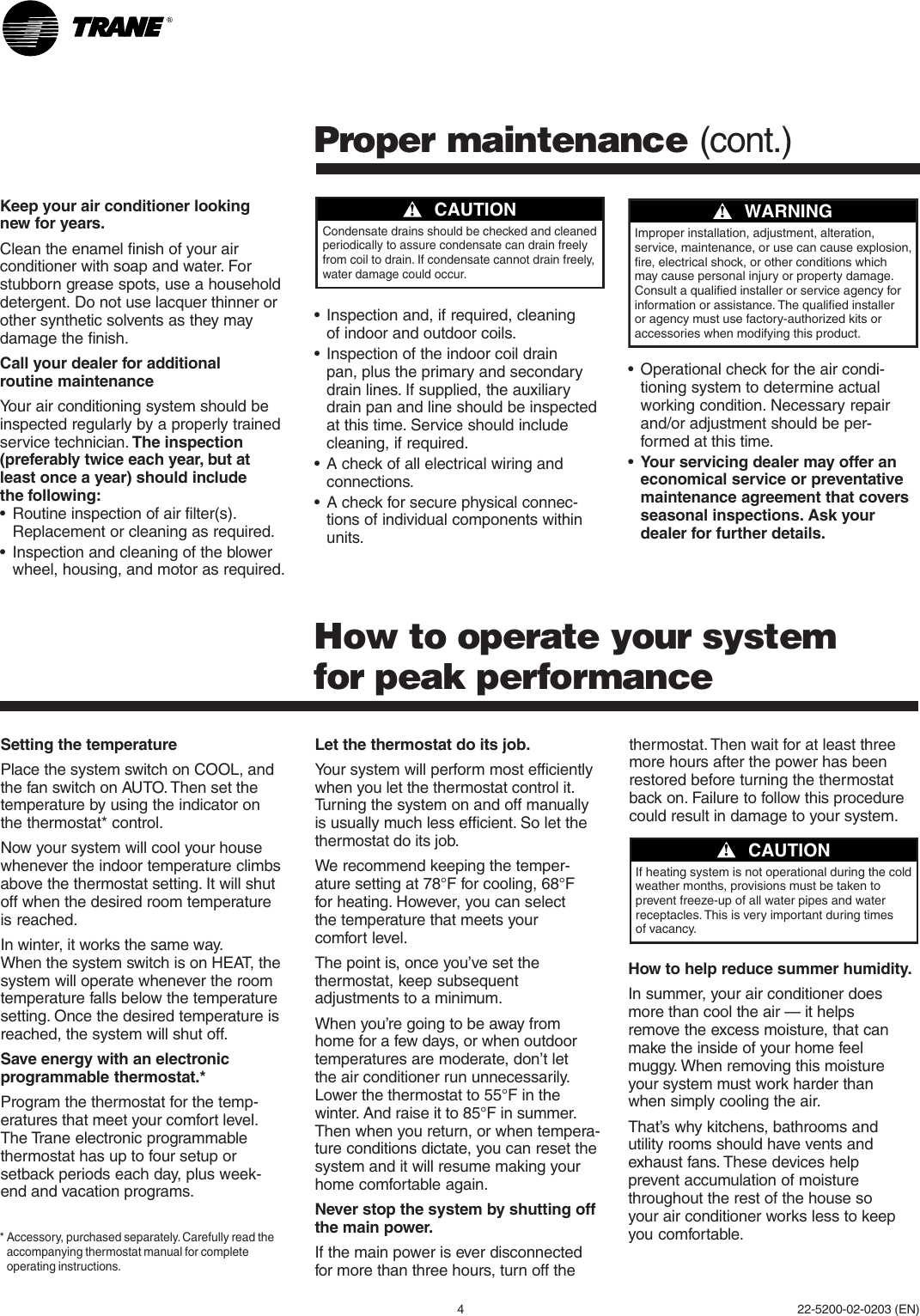 Page 4 of 6 - Trane Trane-Xe1100-Users-Manual- 22_5200_02kit.p65  Trane-xe1100-users-manual