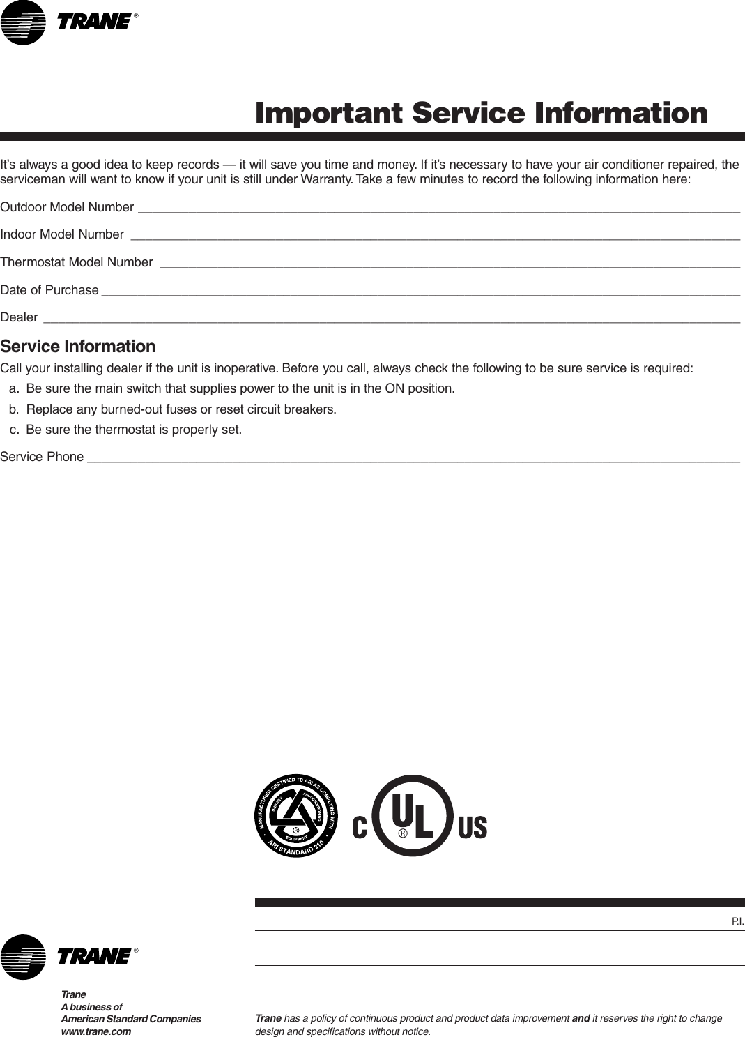 Page 6 of 6 - Trane Trane-Xe1100-Users-Manual- 22_5200_02kit.p65  Trane-xe1100-users-manual