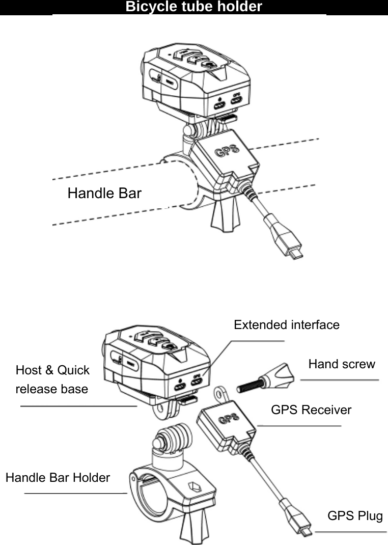 - 16 -  Bicycle tube holder                          Extended interface Hand screw Host &amp; Quick release base GPS Receiver Handle Bar Holder GPS Plug Handle Bar 