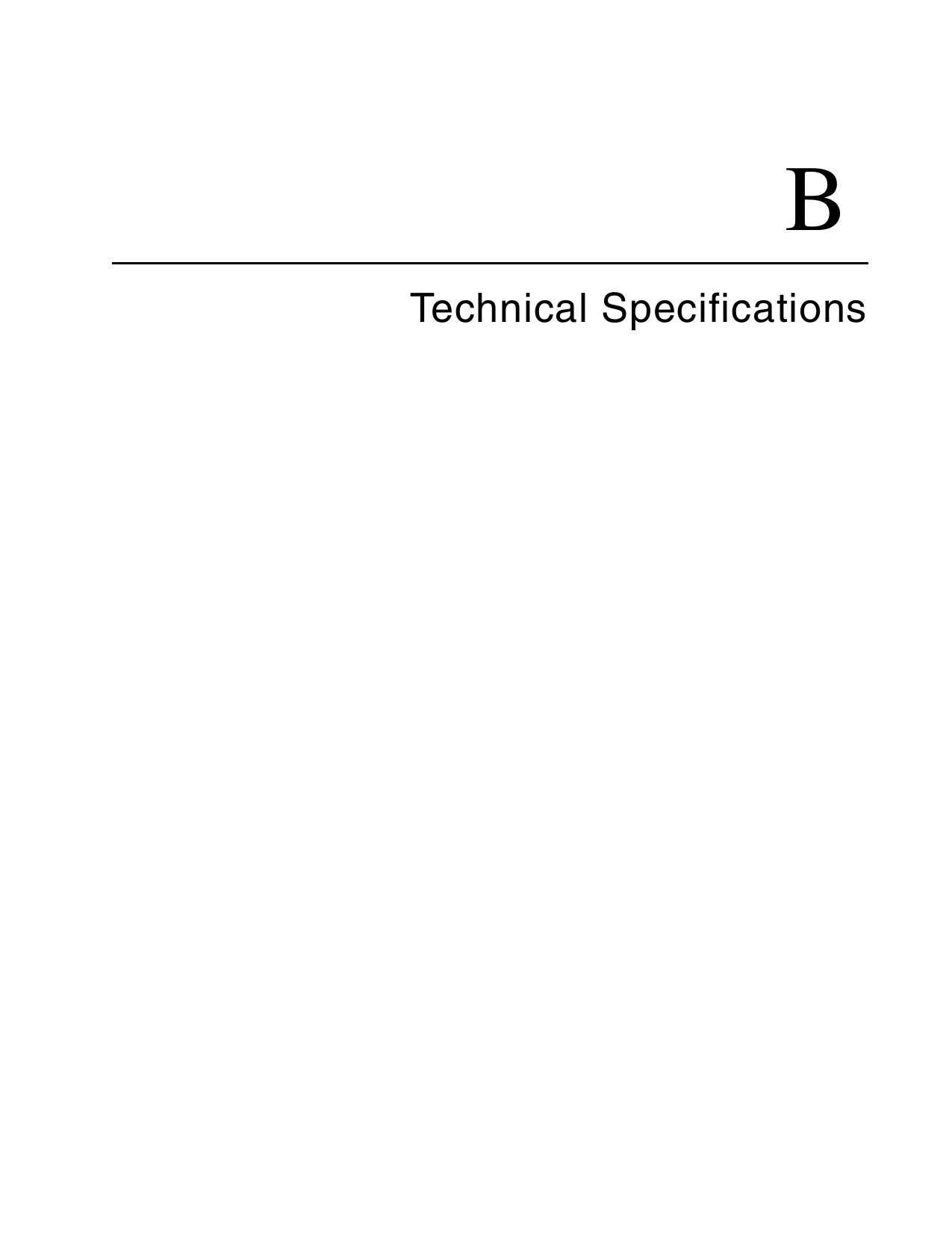 B Technical Specifications