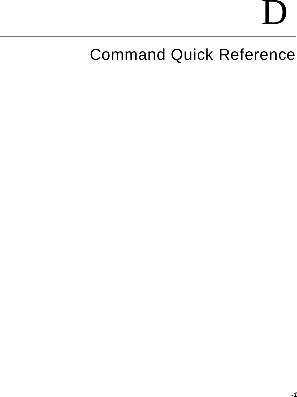 -1DCommand Quick Reference