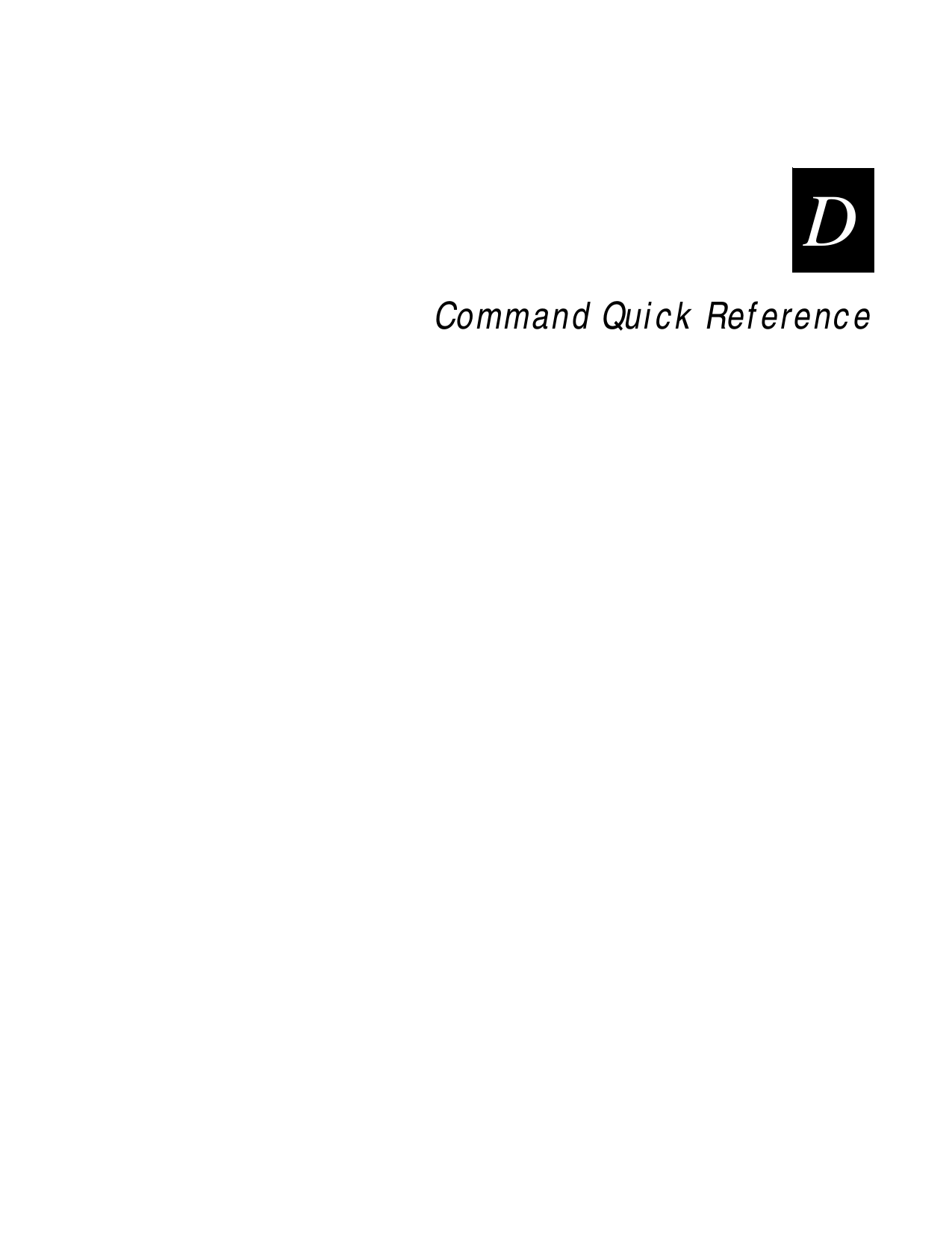  DCommand Quick Reference