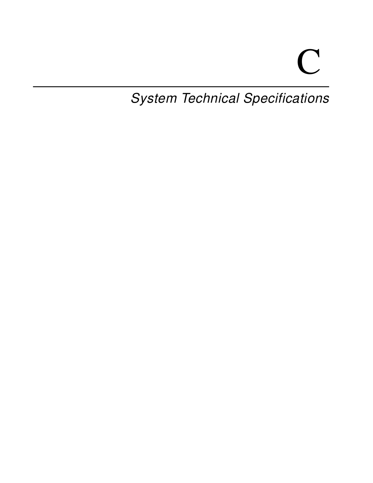 CSystem Technical Specifications