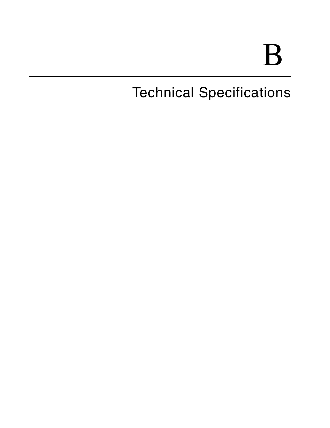 BTechnical Specifications