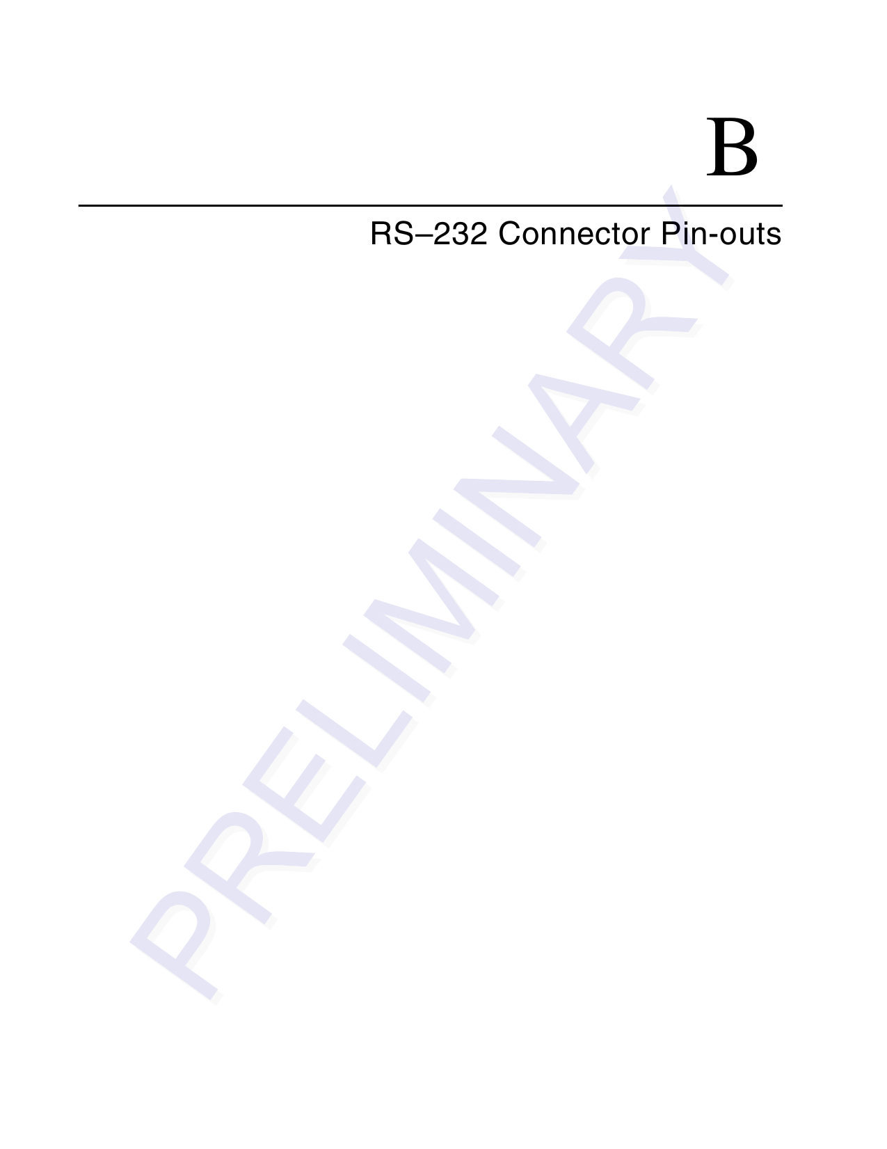 BRS–232 Connector Pin-outs