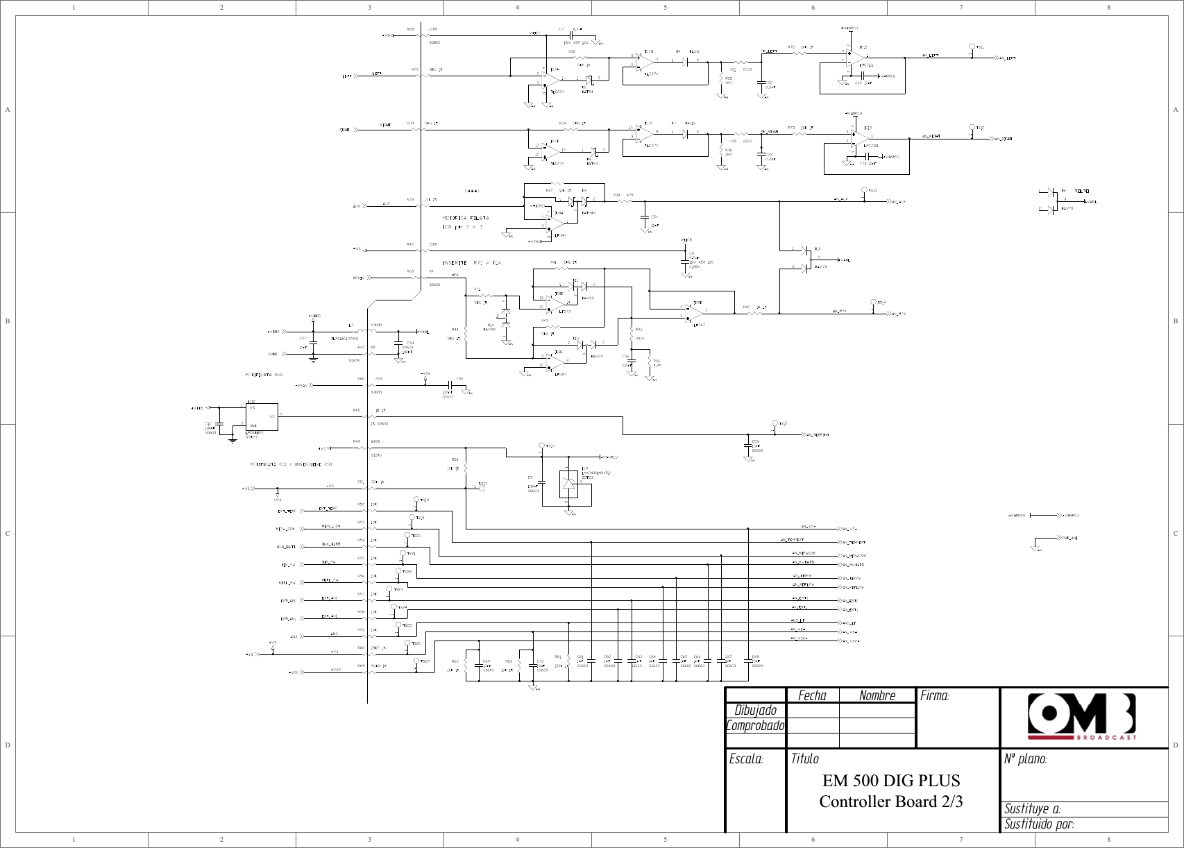 1122334455667788D DC CB BA ADibujadoComprobadoFecha Nombre Firma:Escala: Titulo Nº plano:Sustituye a:Sustituido por:EM 500 DIG PLUS Controller Board 2/3 