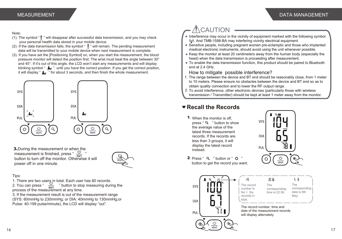 Page 10 of Transtek Medical Electronics TMB1598-B Bluetooth Blood Pressure Monitor User Manual