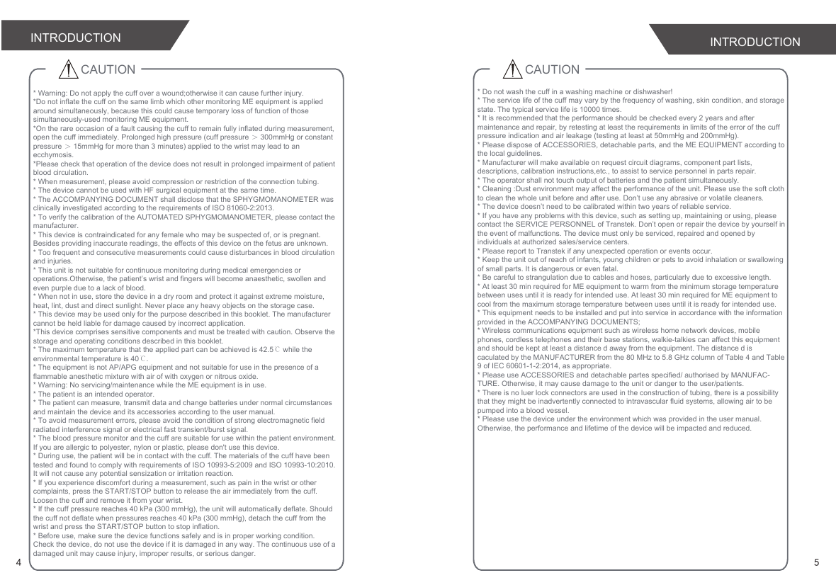 Page 4 of Transtek Medical Electronics TMB1598-B Bluetooth Blood Pressure Monitor User Manual