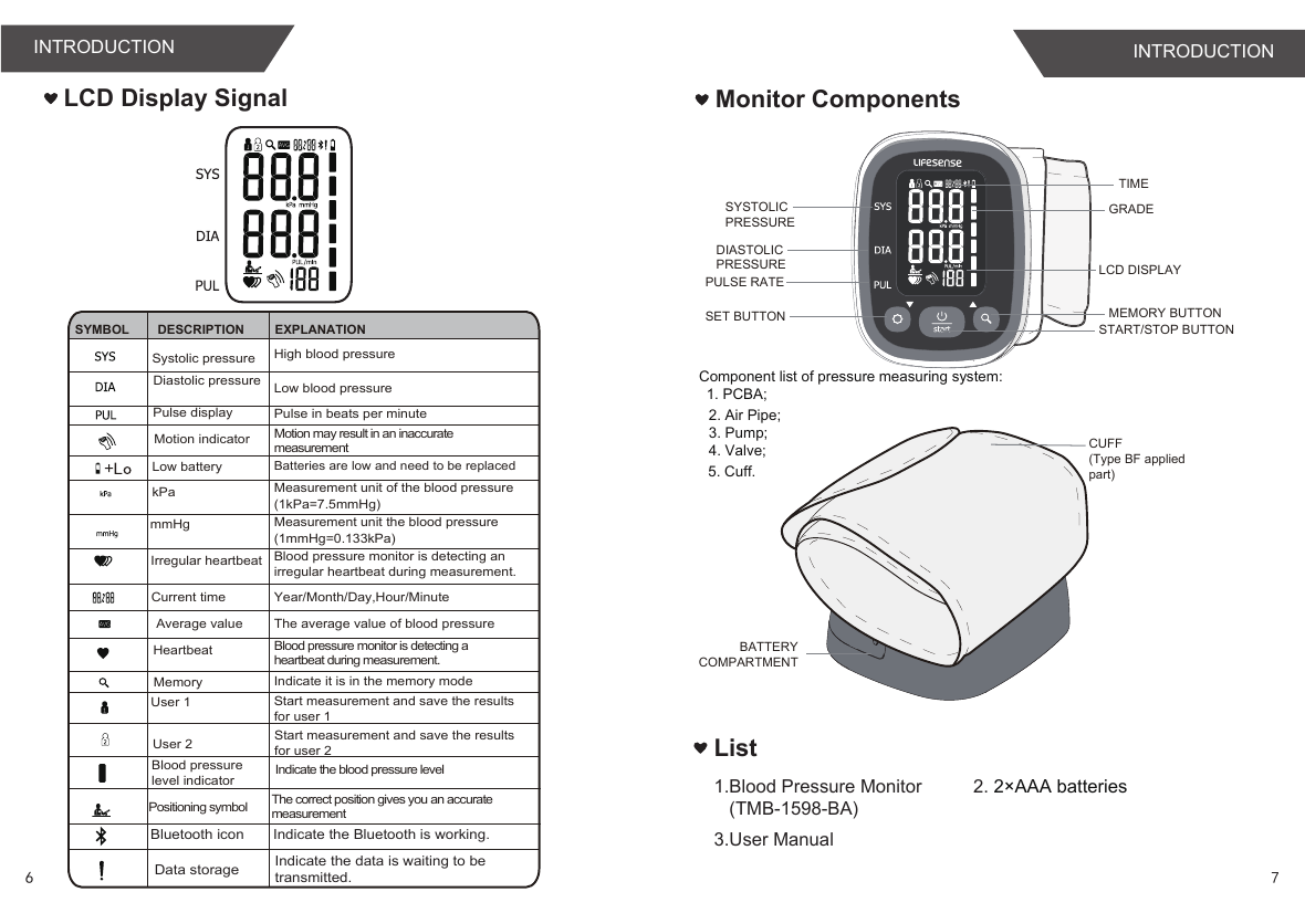 Page 5 of Transtek Medical Electronics TMB1598-B Bluetooth Blood Pressure Monitor User Manual