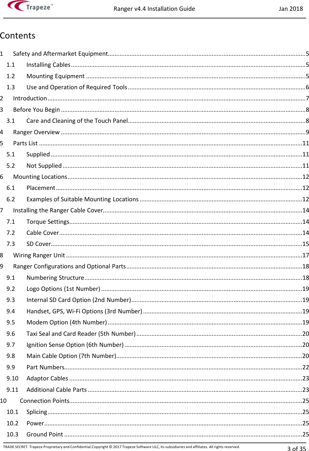 Page 3 of Trapeze Software Group RAN45728A Rugged and compact vehicular computer User Manual 