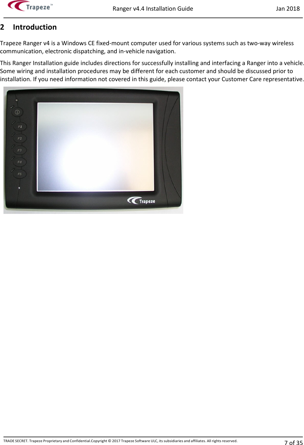 Page 7 of Trapeze Software Group RAN45728A Rugged and compact vehicular computer User Manual 