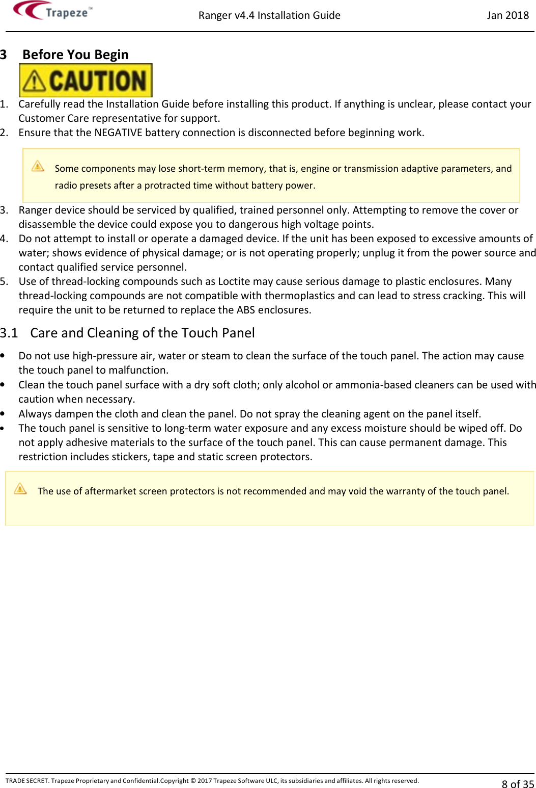 Page 8 of Trapeze Software Group RAN45728A Rugged and compact vehicular computer User Manual 