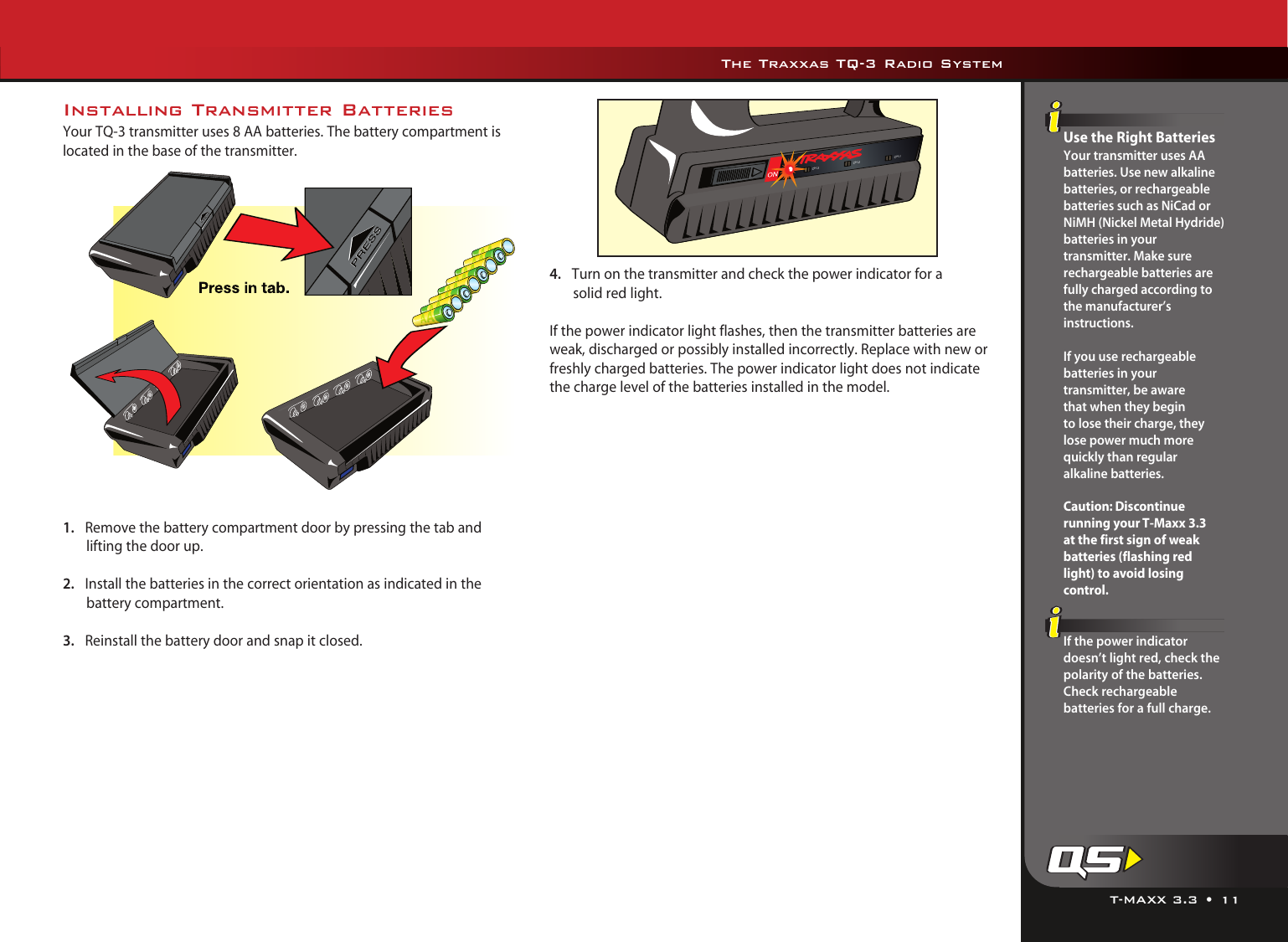 Page 3 of 9 - Traxxas Traxxas-Traxxas-Universal-Remote-Tq-3-Users-Manual- T-Maxx 3.3 Owners Manual  Traxxas-traxxas-universal-remote-tq-3-users-manual