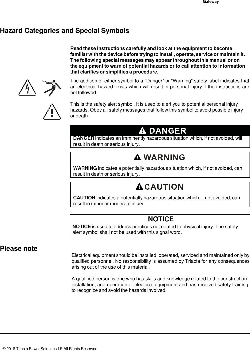 Page 2 of Triacta Power Solutions LP GATEWAY Modular High Density Meter and Pulse Collector User Manual 