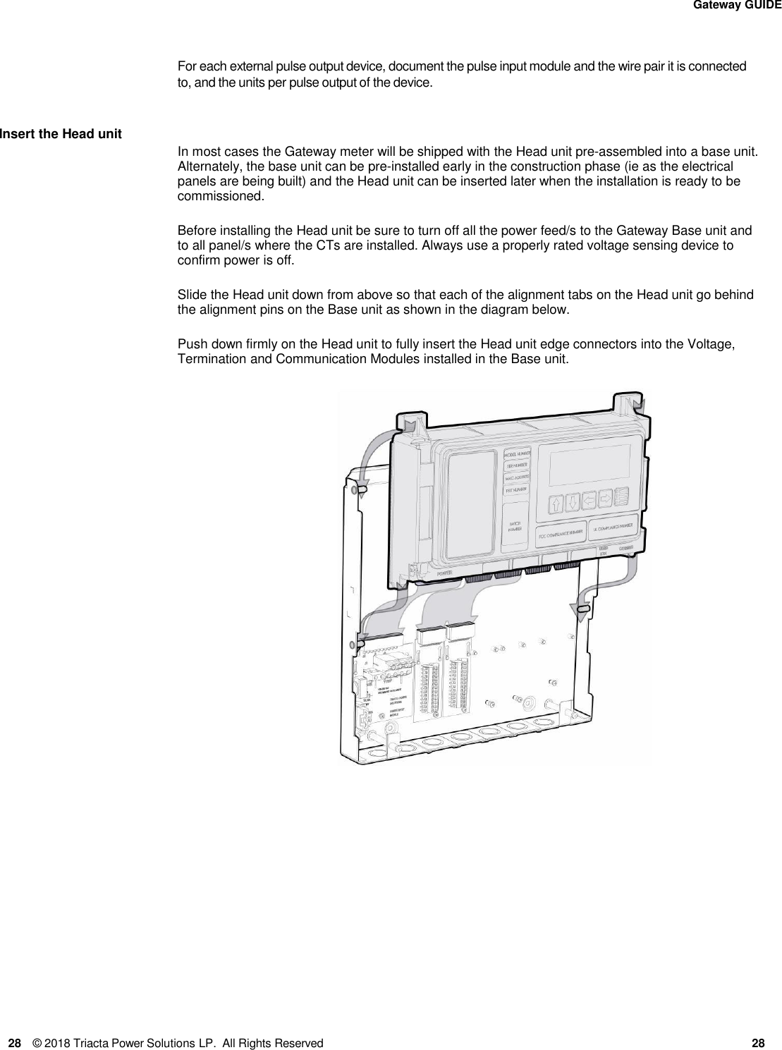 Page 28 of Triacta Power Solutions LP GATEWAY Modular High Density Meter and Pulse Collector User Manual 