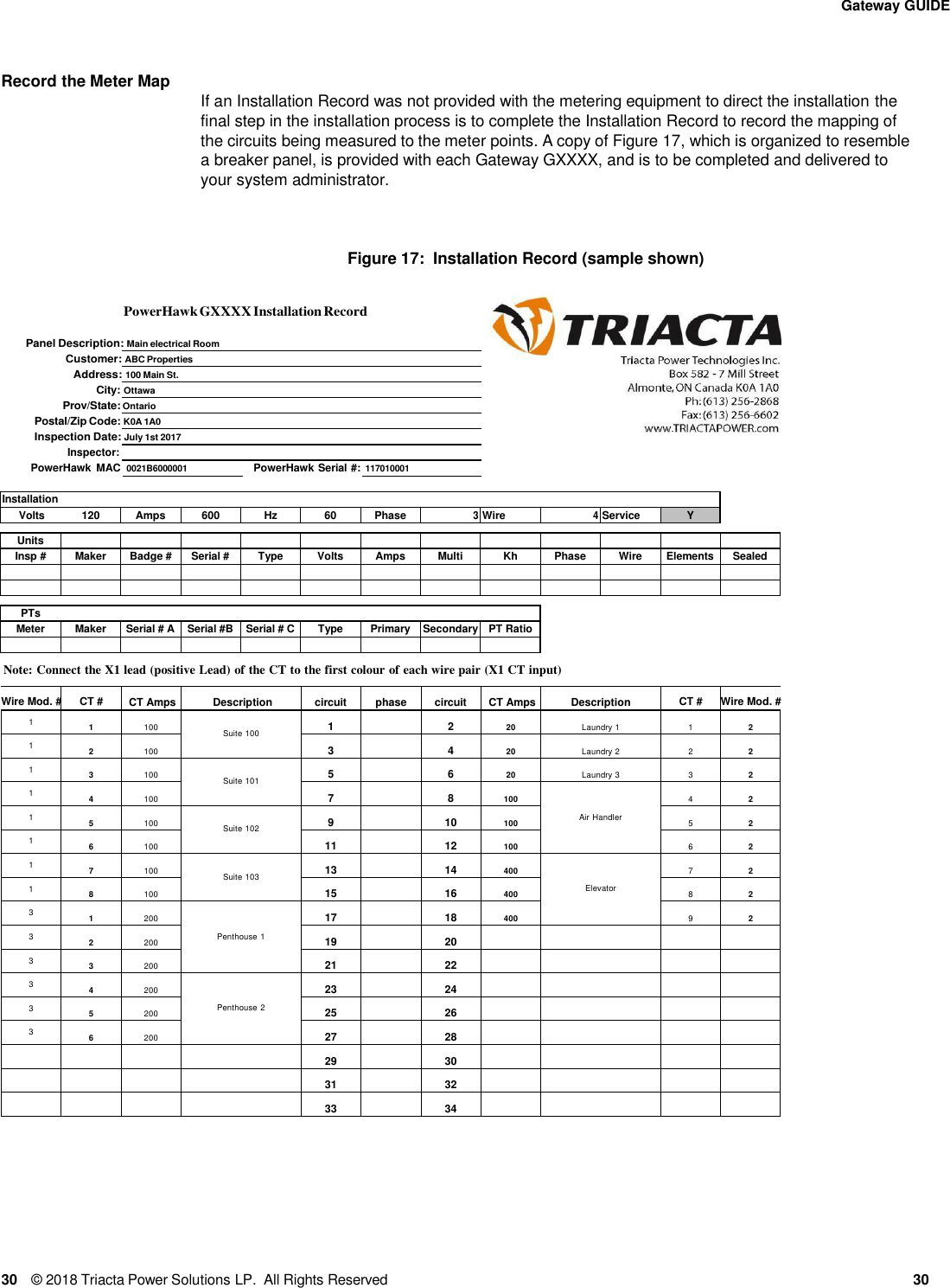 Page 30 of Triacta Power Solutions LP GATEWAY Modular High Density Meter and Pulse Collector User Manual 