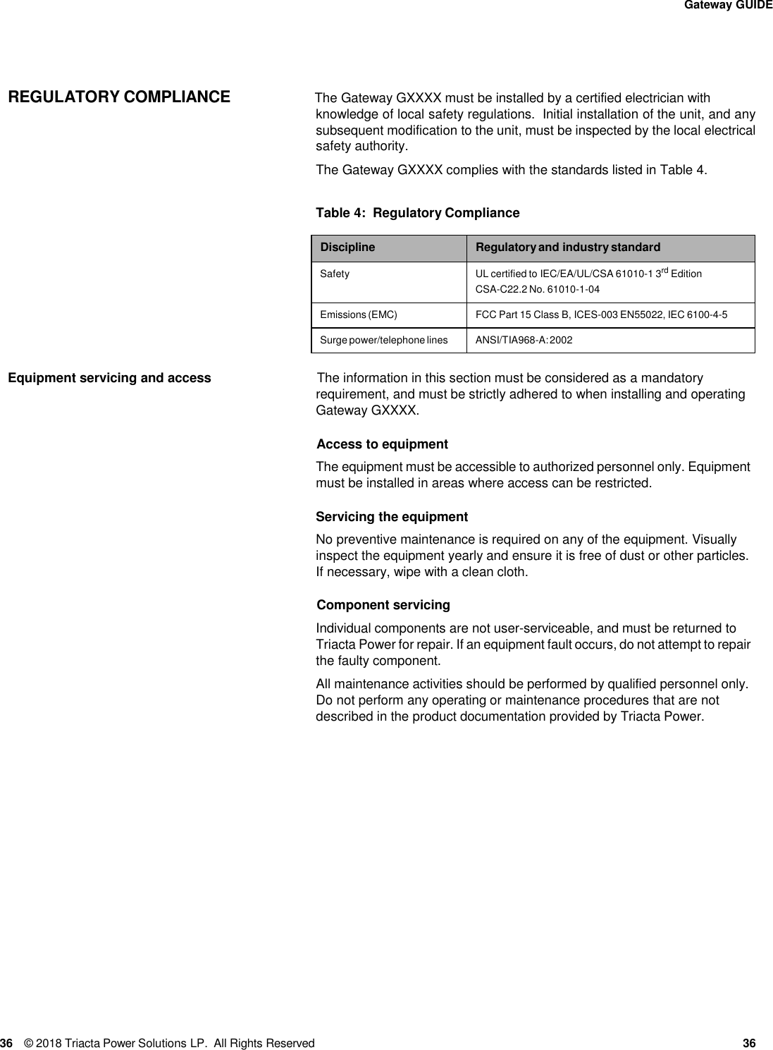 Page 36 of Triacta Power Solutions LP GATEWAY Modular High Density Meter and Pulse Collector User Manual 