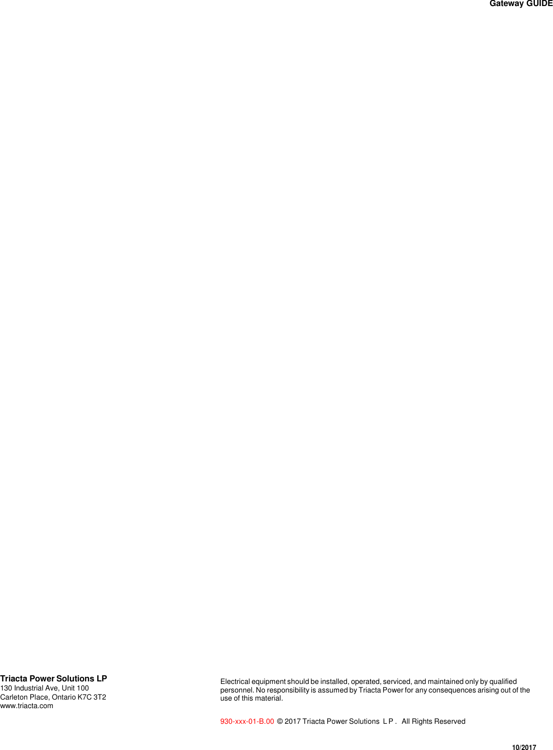 Page 38 of Triacta Power Solutions LP GATEWAY Modular High Density Meter and Pulse Collector User Manual 