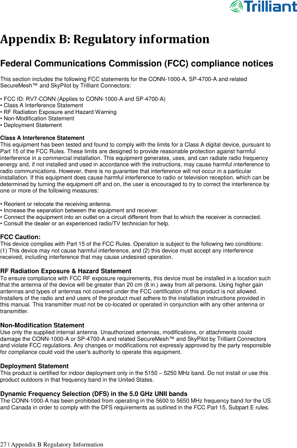 trilliant-networks-conn-wireless-mesh-wide-area-network-cpe-user-manual-compliances