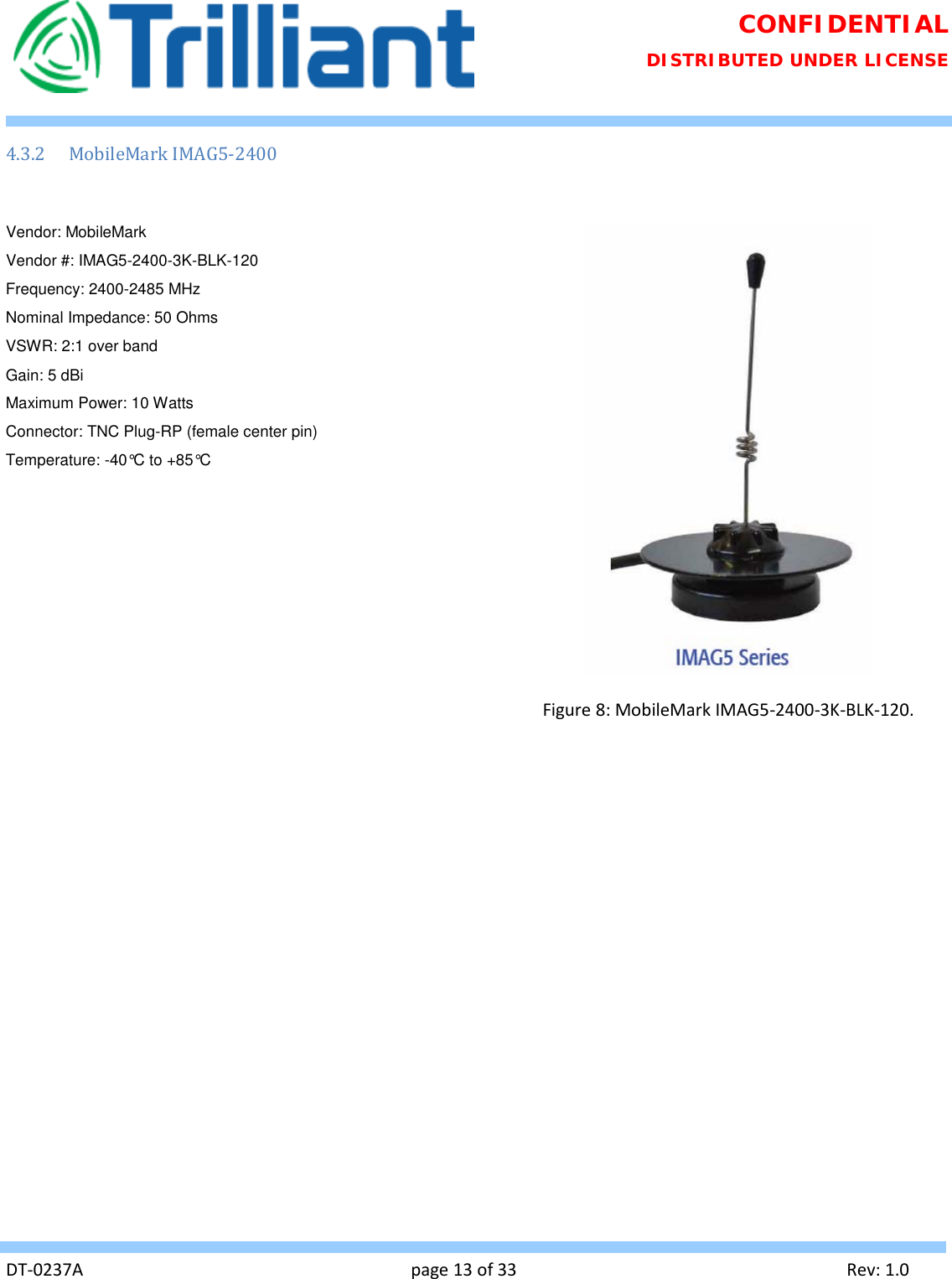 Page 13 of Trilliant Networks OSDI4W1 2.4 GHz Digitally modulated transmitter User Manual Usermanual