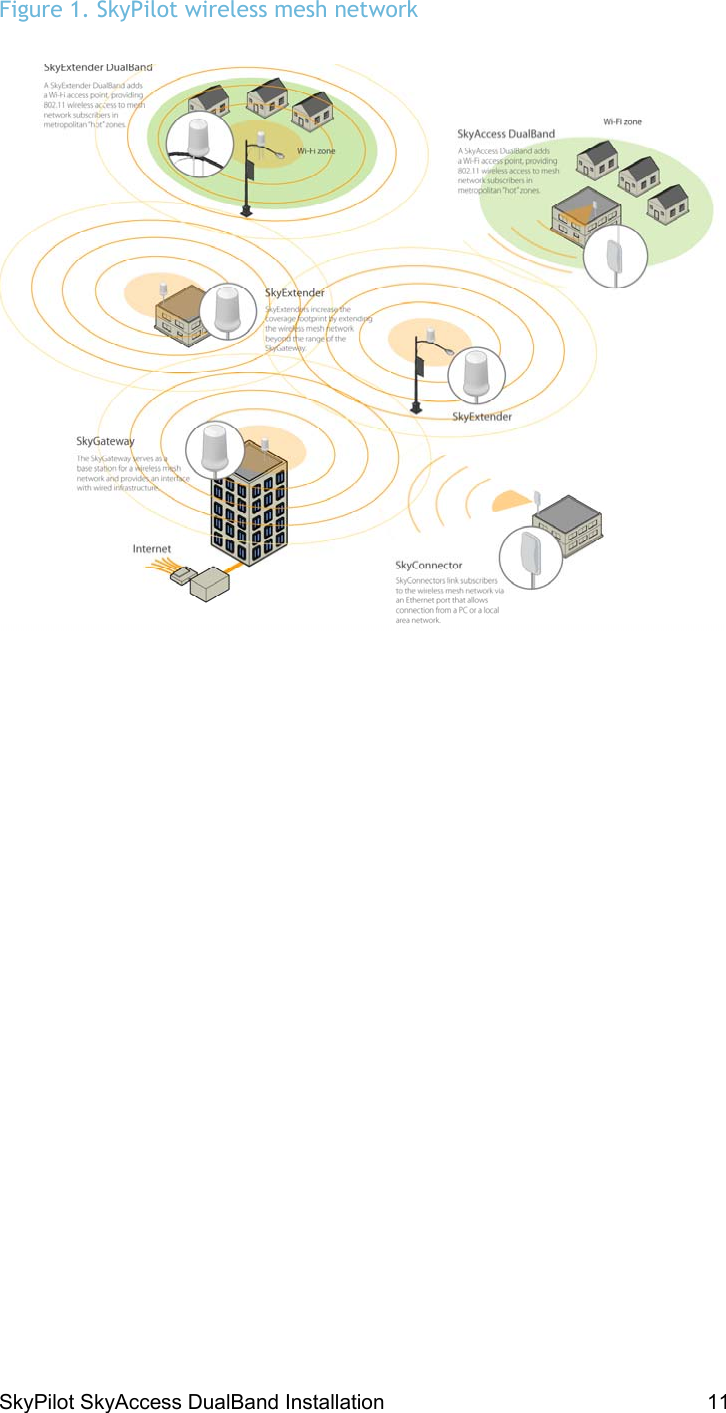 SkyPilot SkyAccess DualBand Installation    11 Figure 1. SkyPilot wireless mesh network   