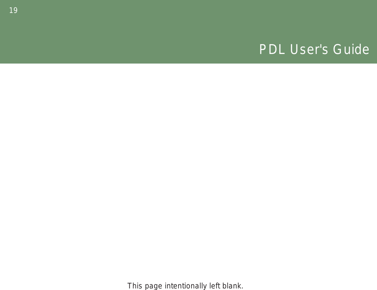 19PDL User&apos;s GuideThis page intentionally left blank.
