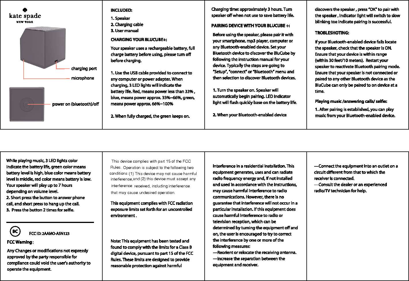  This device complies with part 15 of the FCC Operation is subject to the following two(1) This device may not cause harmfuland (2) this device must accept anyreceived, including interference that may cause undesired operation.   interference  interference,  conditions: Rules. 