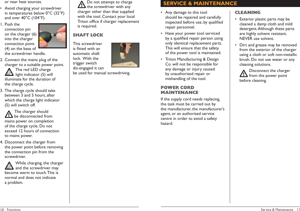 Page 6 of 9 - Triton-Tools Triton-Tools-Lithium-Ion-Cordless-Screwdriver-Users-Manual- TLS_IM_12 Triton-tools-lithium-ion-cordless-screwdriver-users-manual