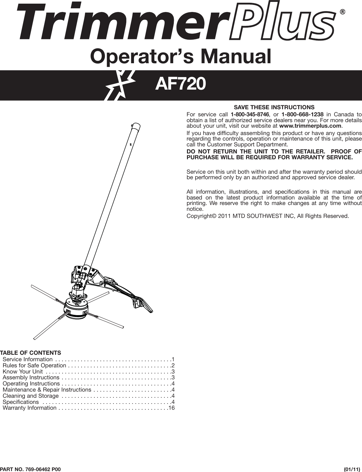 Troy Bilt Af720 Trimmerplus Add On Straight Shaft String Trimmer With