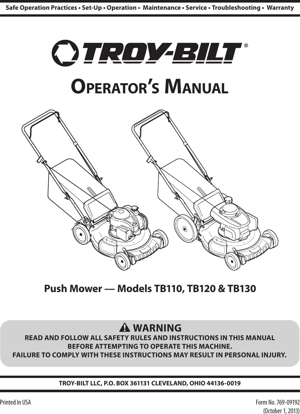 Troy Bilt Tb110 Manual Atelier Yuwaciaojp