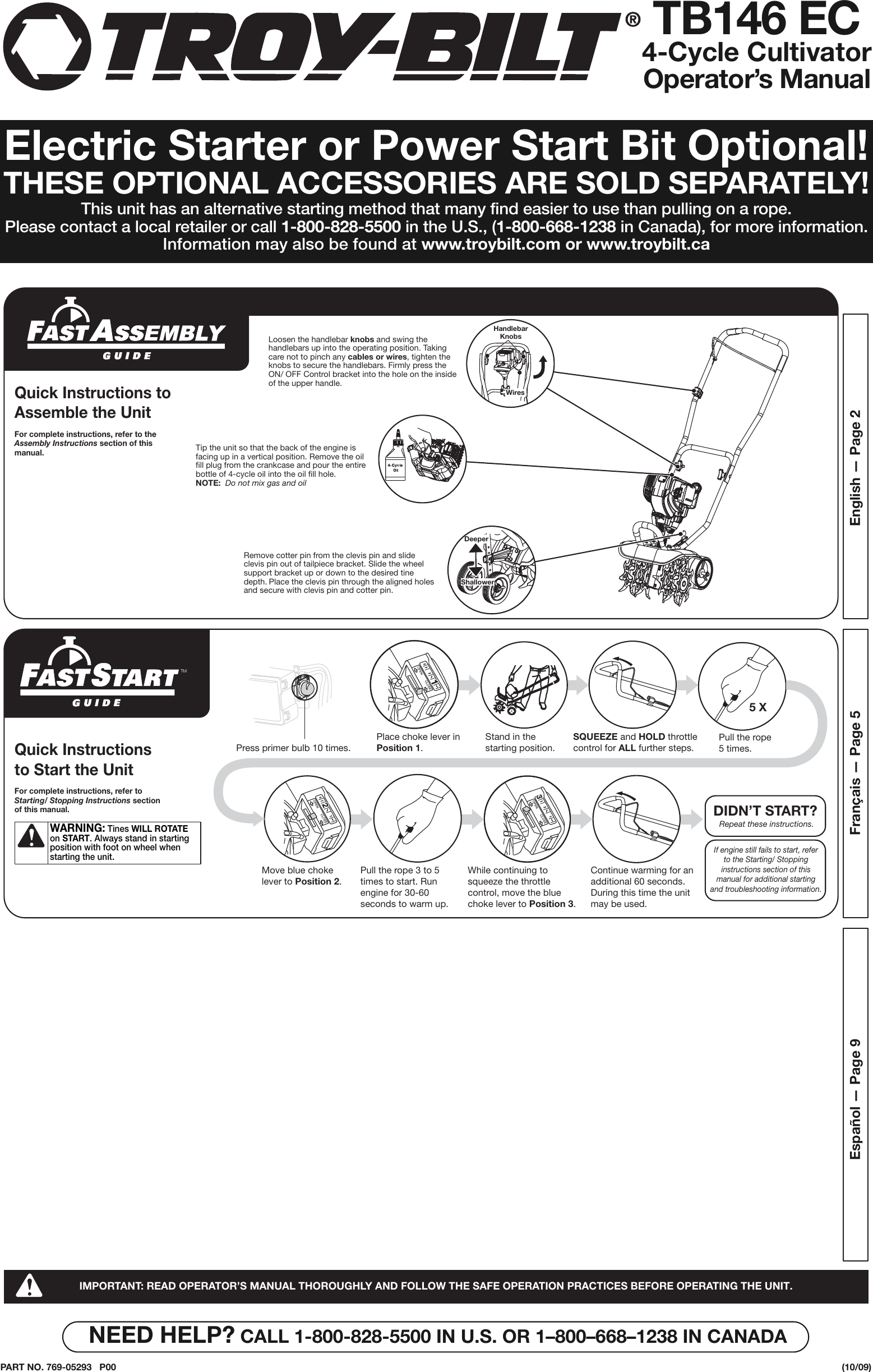 Troy Bilt Tb146 Ec Operators Manual 769 05293 Tb146ecom 8084