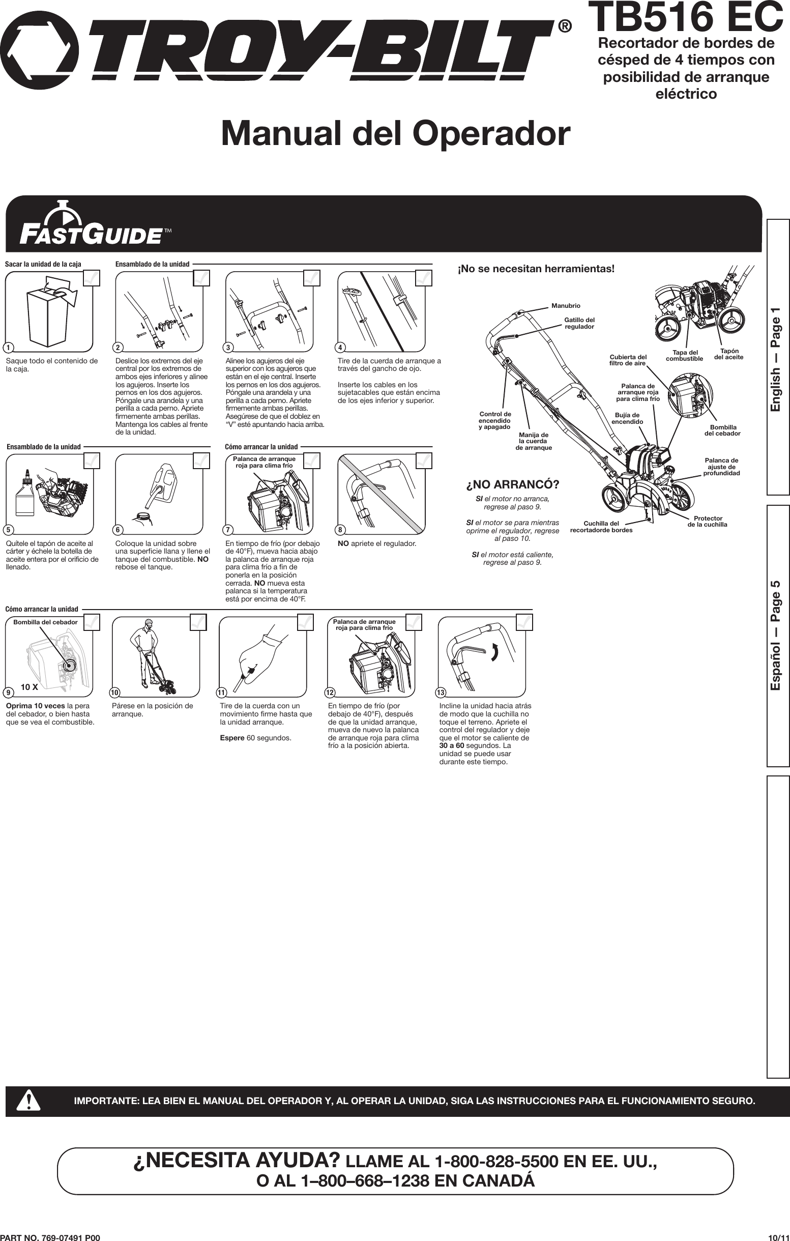 Page 5 of 12 - Troy-Bilt Troy-Bilt-Tb516-Ec-Lawn-Edger-Owner-S-Manual Tabloid