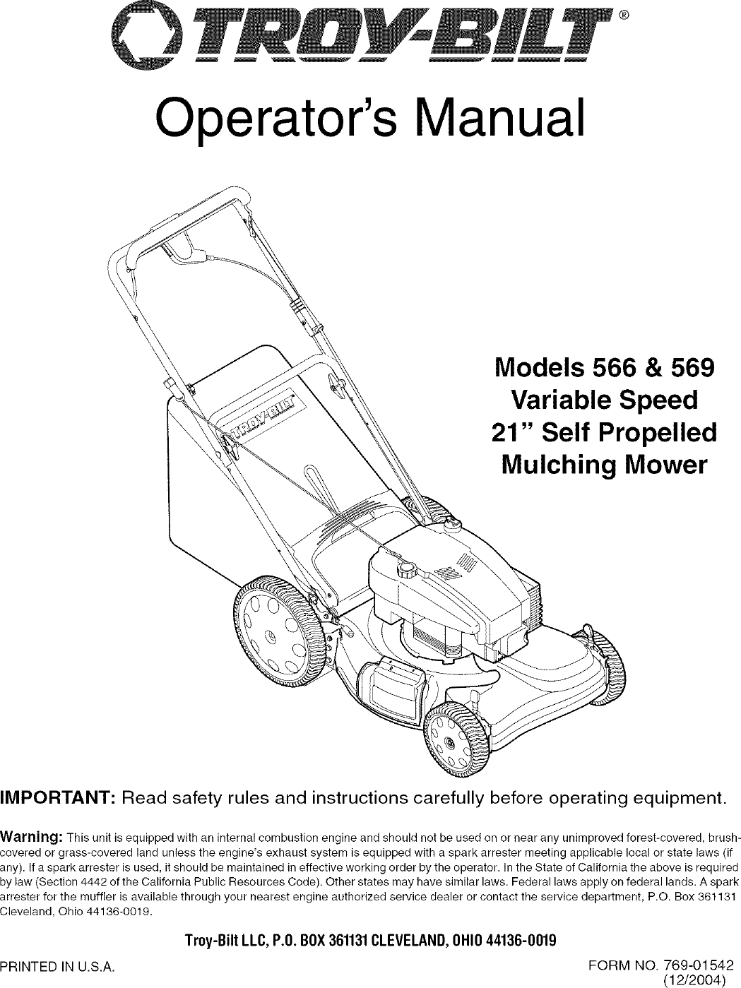 Troy bilt online push mower manual