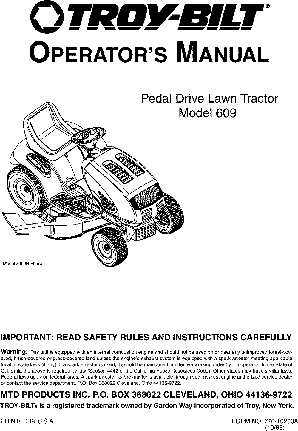 Garden Way Inc : 1 Troy Bilt Gardenway Lawn Mower 16 5hp Hydrostatic