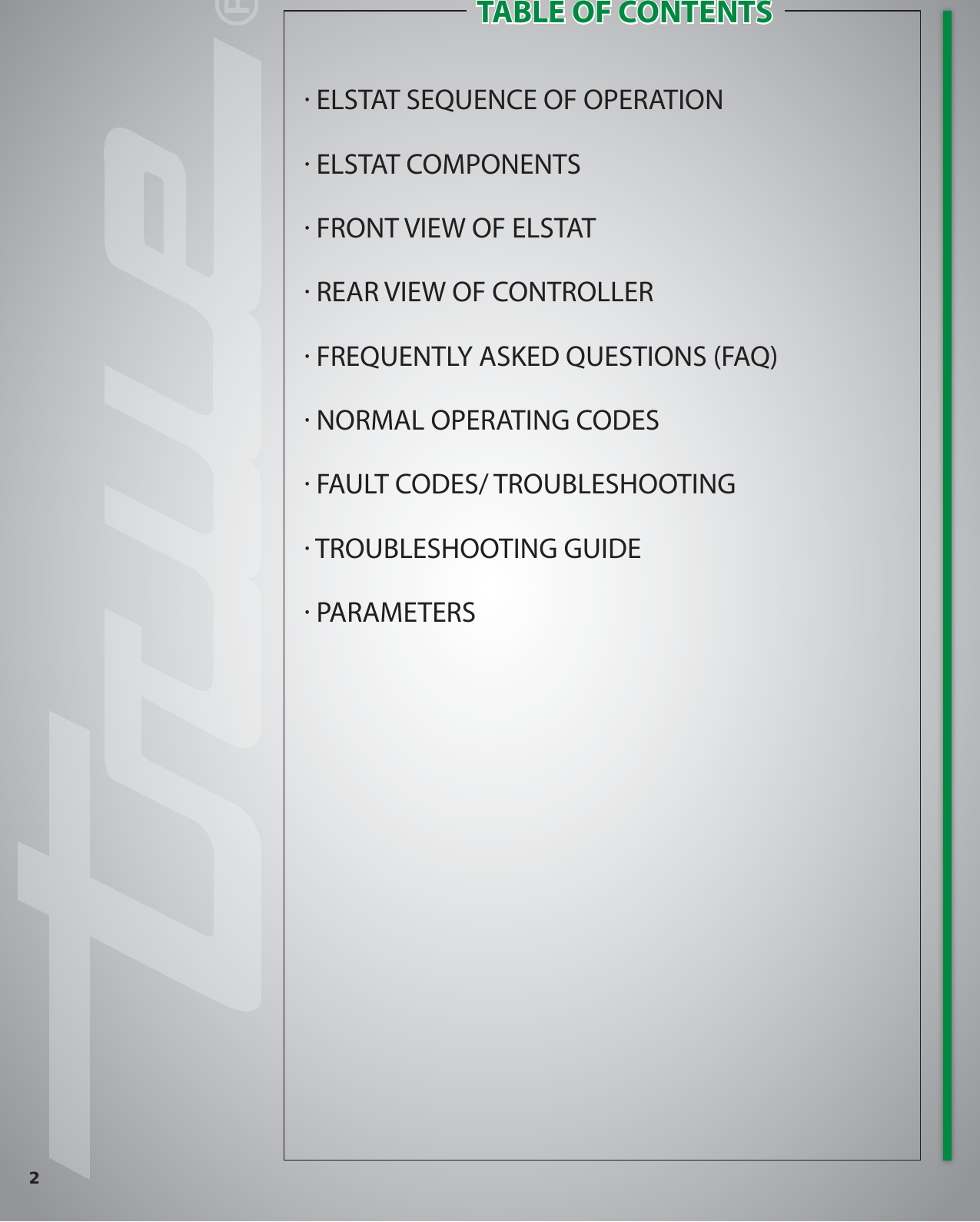 Page 2 of 9 - True-Manufacturing-Company True-Manufacturing-Company-Swing-Glass-Door-Merchandiser-Refrigerator-Gdm-26-Users-Manual- Elstat Training Booklet  True-manufacturing-company-swing-glass-door-merchandiser-refrigerator-gdm-26-users-manual