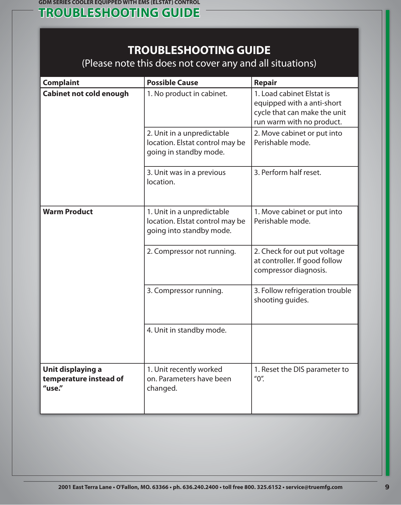 Page 9 of 9 - True-Manufacturing-Company True-Manufacturing-Company-Swing-Glass-Door-Merchandiser-Refrigerator-Gdm-26-Users-Manual- Elstat Training Booklet  True-manufacturing-company-swing-glass-door-merchandiser-refrigerator-gdm-26-users-manual