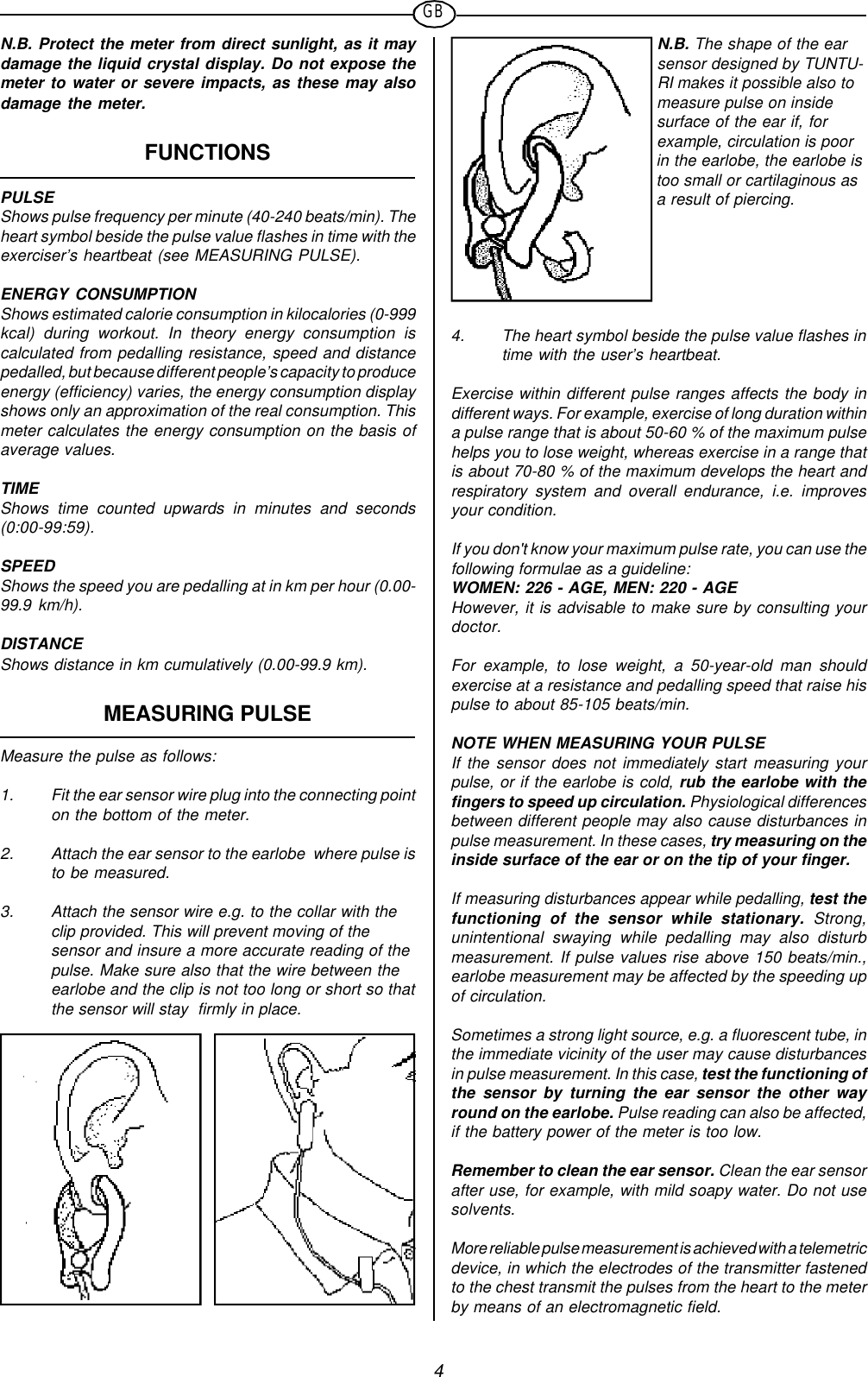 Page 4 of 8 - Tunturi Tunturi-F400-Users-Manual- F 400 GB  Tunturi-f400-users-manual