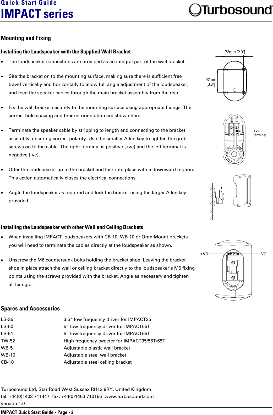 Page 2 of 2 - Turbosound Turbosound-Impact-35-Users-Manual IMPACT Series Quick Start V1.0