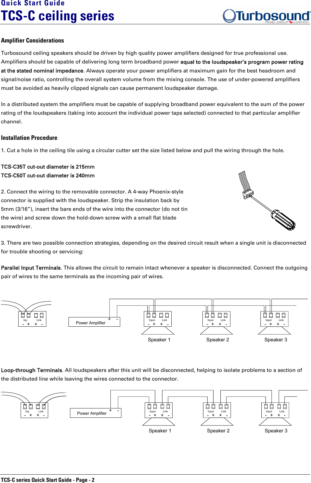 Page 2 of 4 - Turbosound Turbosound-Tcs-C35T-Users-Manual TCS-C Quickstart V1.0