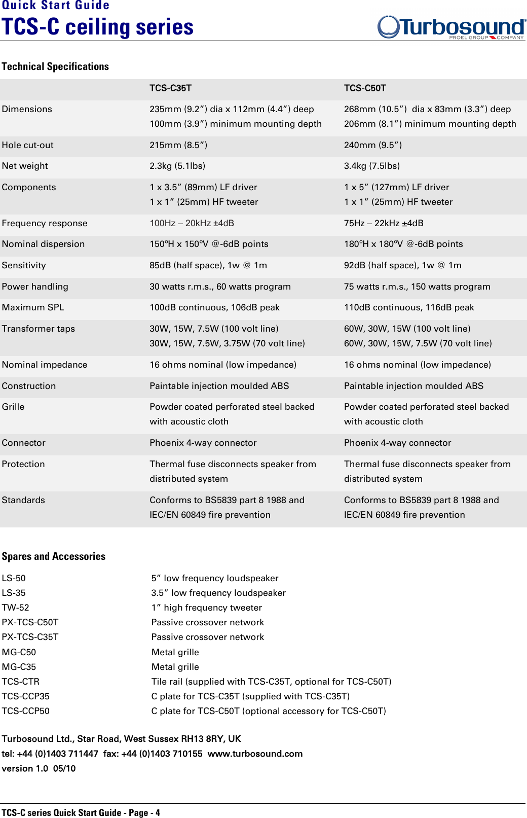 Page 4 of 4 - Turbosound Turbosound-Tcs-C35T-Users-Manual TCS-C Quickstart V1.0