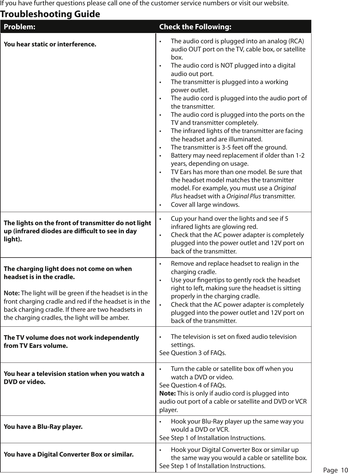 Page 10 of 11 - Tv-Ears Tv-Ears-Headphones-Users-Manual-  Tv-ears-headphones-users-manual