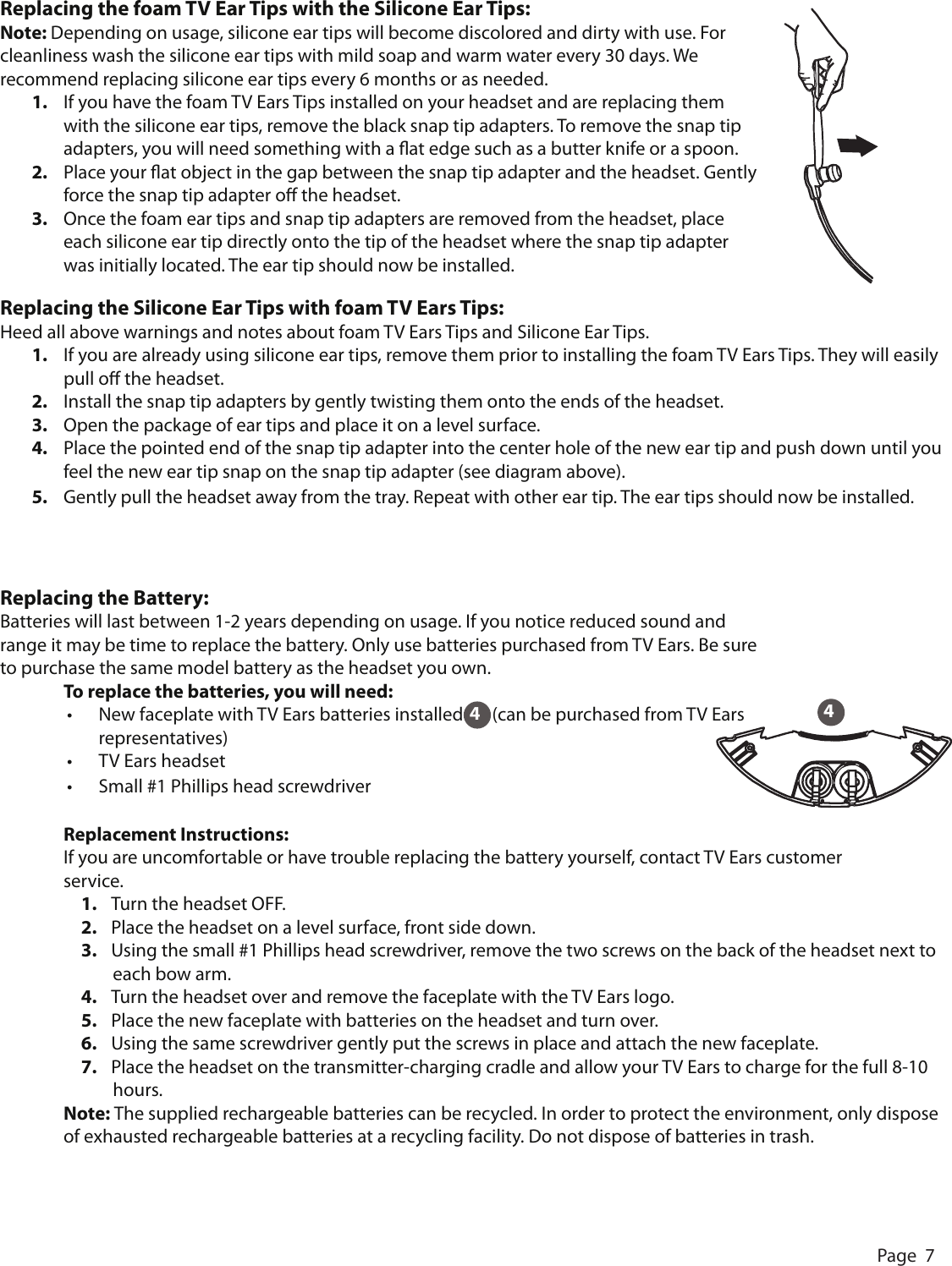 Page 7 of 11 - Tv-Ears Tv-Ears-Headphones-Users-Manual-  Tv-ears-headphones-users-manual