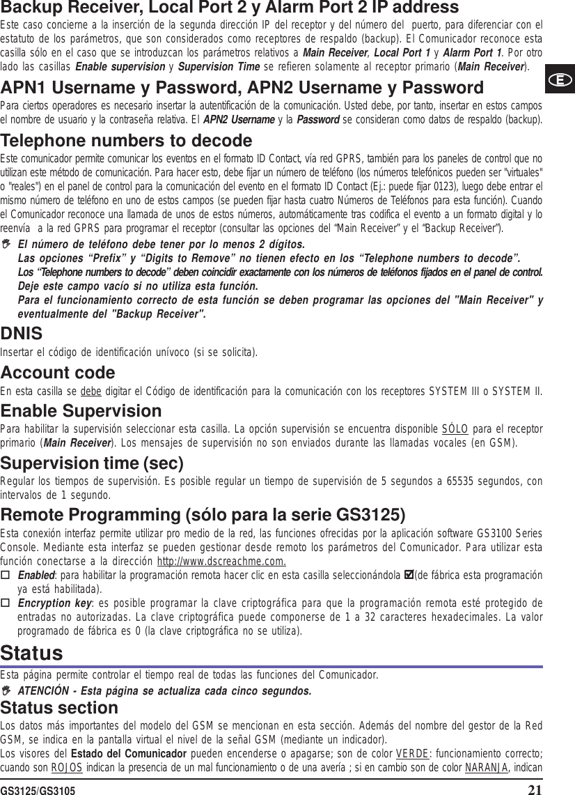 Page 21 of Tyco Safety Canada 12GS3125 GSM/GPRS Alarm Communicator User Manual istisd2wgs3125 1 0 lingue SPA POR ENG pmd