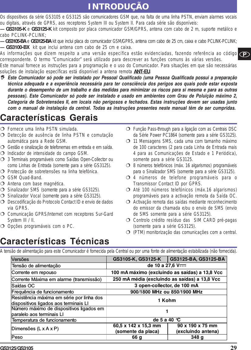 Page 29 of Tyco Safety Canada 12GS3125 GSM/GPRS Alarm Communicator User Manual istisd2wgs3125 1 0 lingue SPA POR ENG pmd