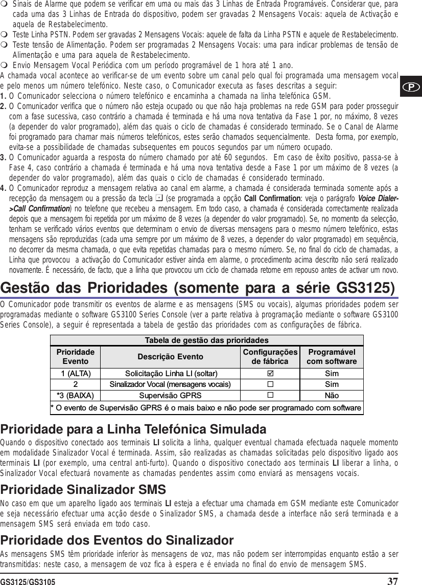 Page 37 of Tyco Safety Canada 12GS3125 GSM/GPRS Alarm Communicator User Manual istisd2wgs3125 1 0 lingue SPA POR ENG pmd