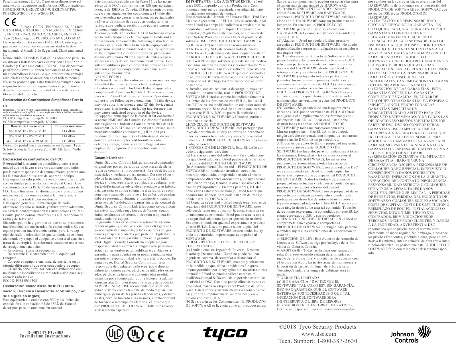 Page 6 of Tyco Safety Canada 18PG9303 Wireless magnetic contact User Manual PGX303 installation instructions