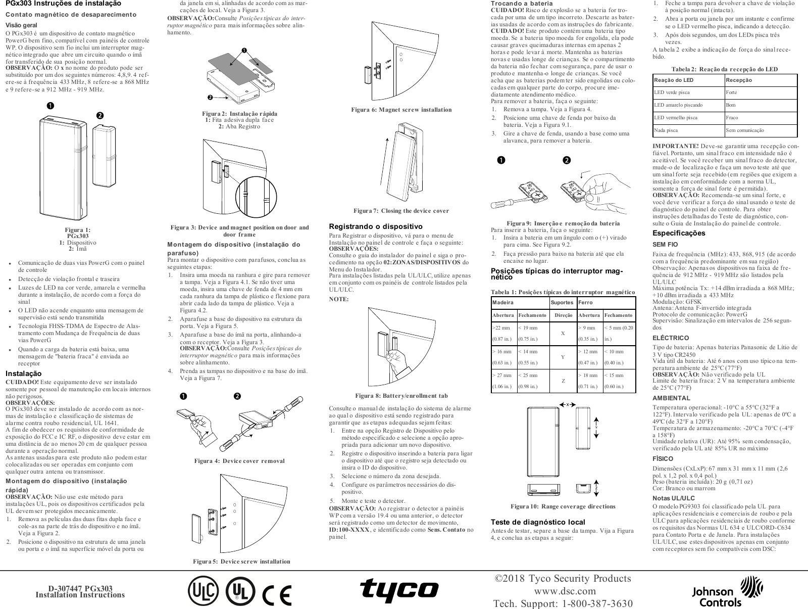 Page 7 of Tyco Safety Canada 18PG9303 Wireless magnetic contact User Manual PGX303 installation instructions