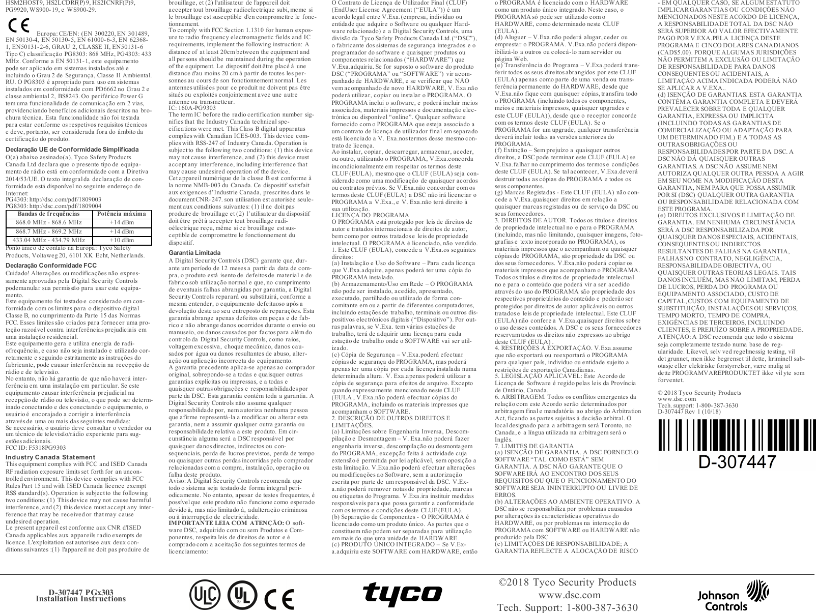 Page 8 of Tyco Safety Canada 18PG9303 Wireless magnetic contact User Manual PGX303 installation instructions