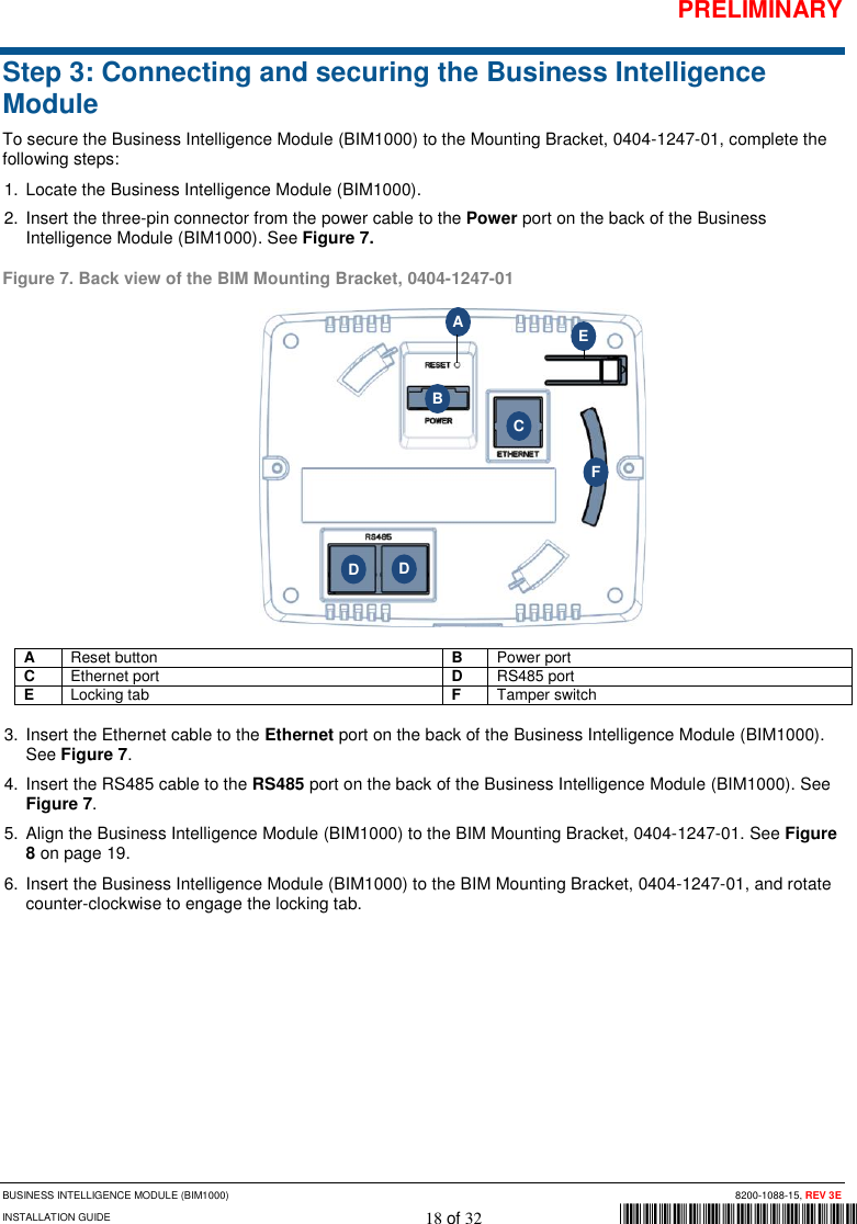 Page 18 of Tyco Safety Sensormatic BIM1000 Business Intelligence Module User Manual 