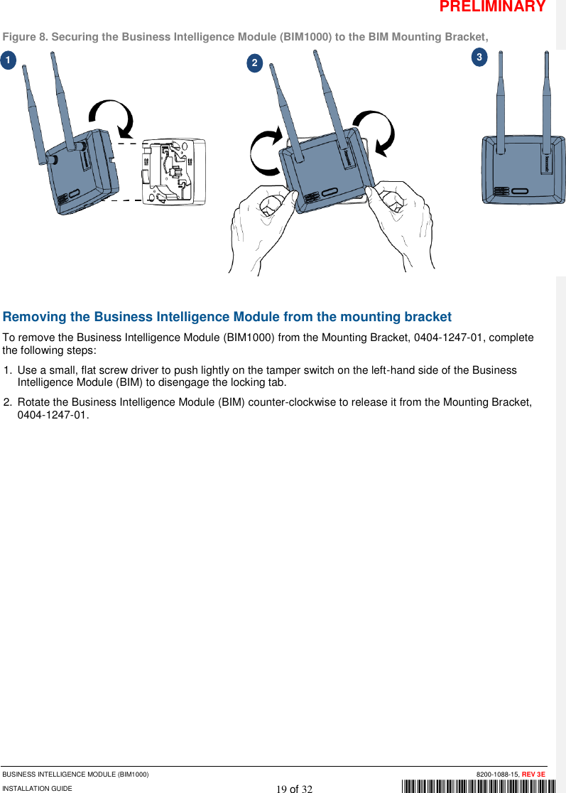 Page 19 of Tyco Safety Sensormatic BIM1000 Business Intelligence Module User Manual 